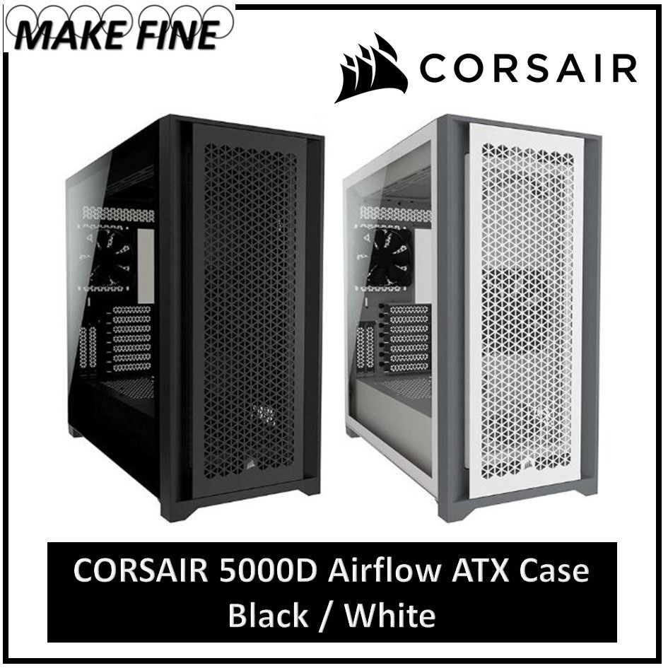 kinakål gavnlig maksimum Corsair 5000D AIRFLOW Tempered Glass ATX PC Case — Black or White,  Computers & Tech, Parts & Accessories, Computer Parts on Carousell