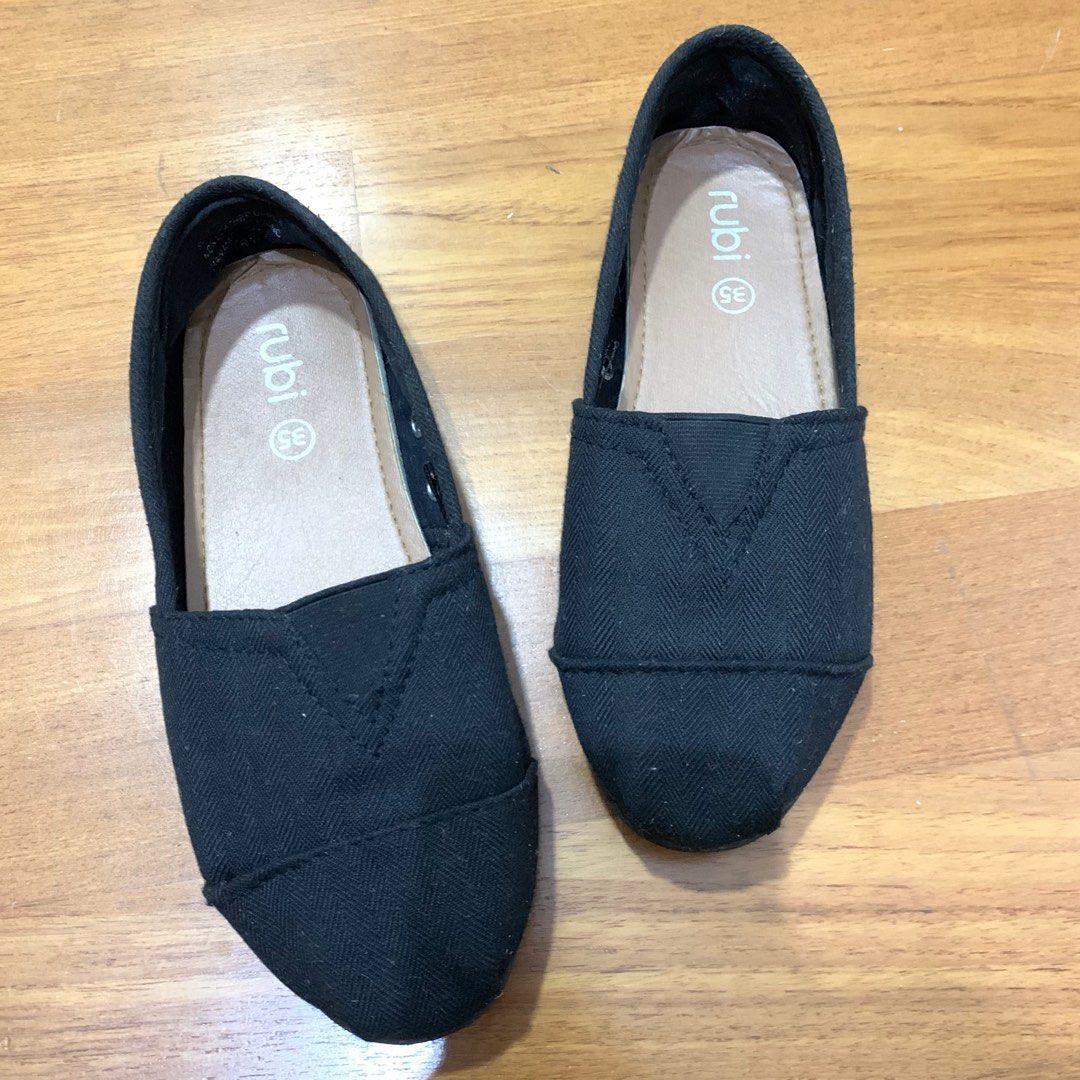 Black canvas flats womens top