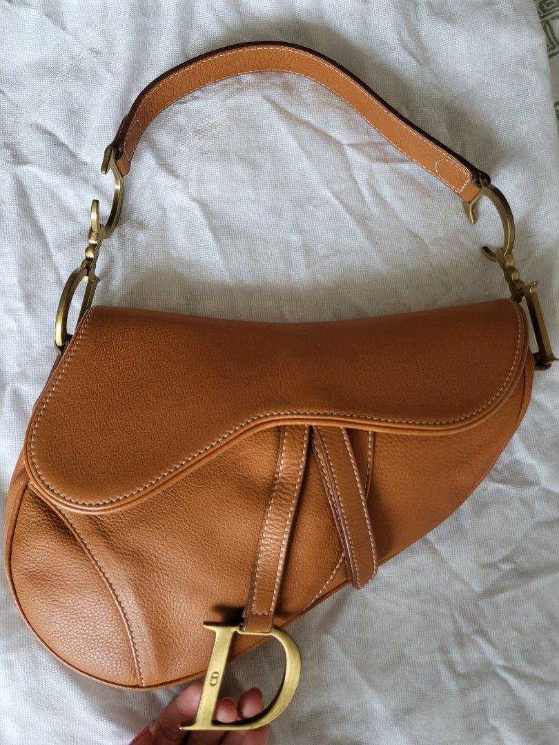 Dior camel saddle on sale bag