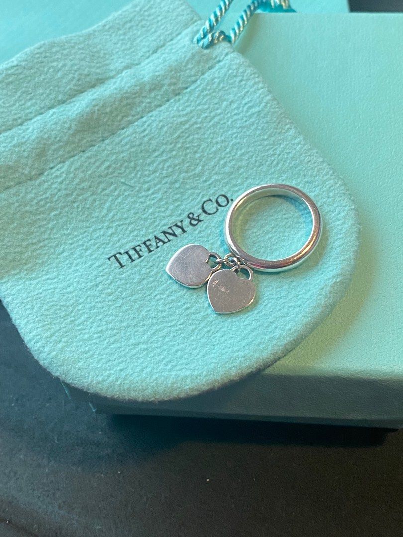 Discontinued Tiffany return to Tiffany double heart ring charm