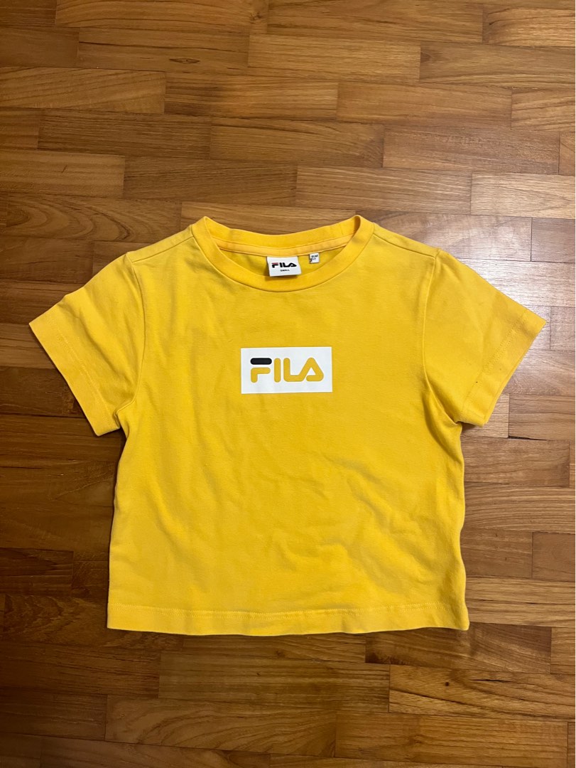Yellow fila crop top shop
