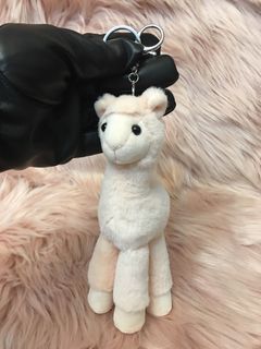Fluffy Alpaca Keychain in Baby Pink