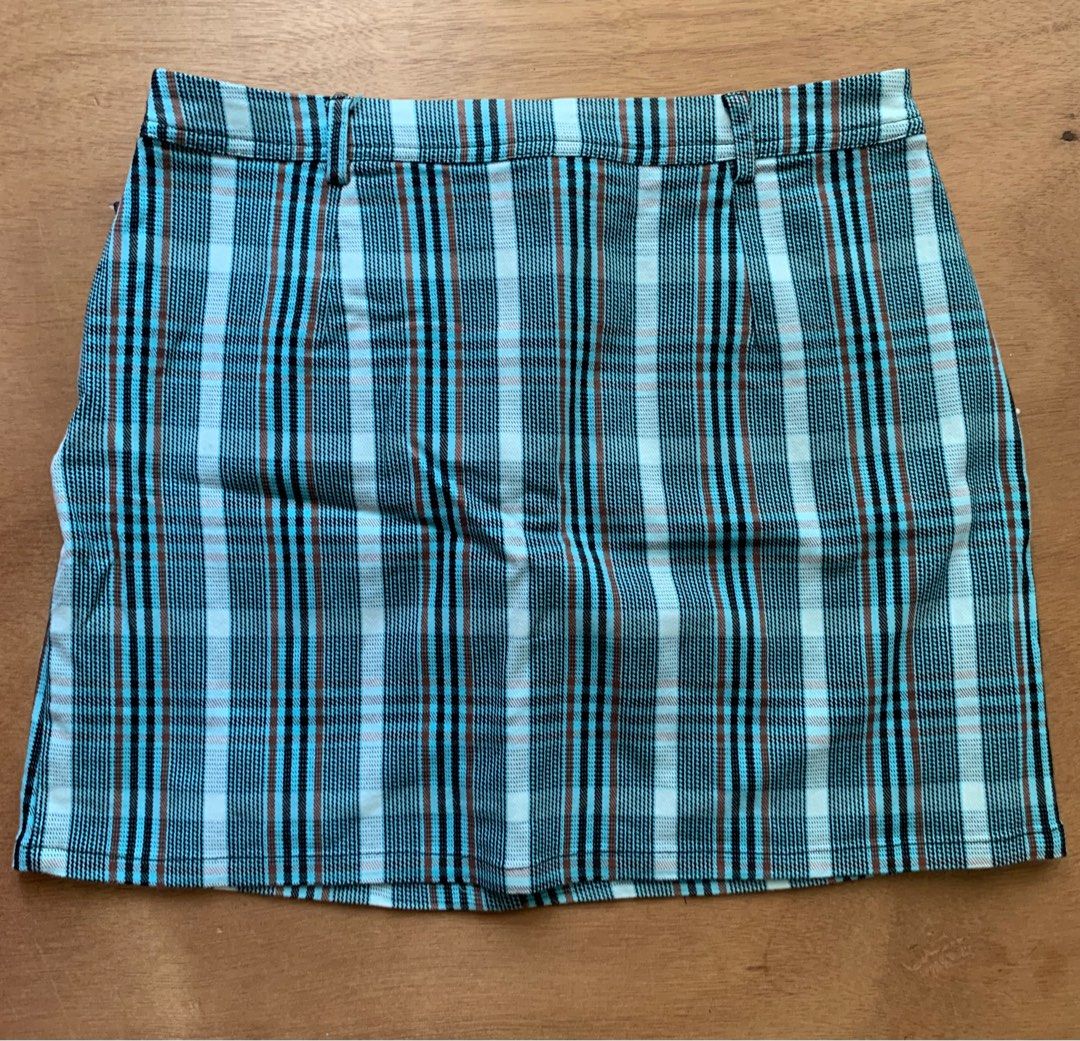 Blue plaid skirt forever 21 hotsell
