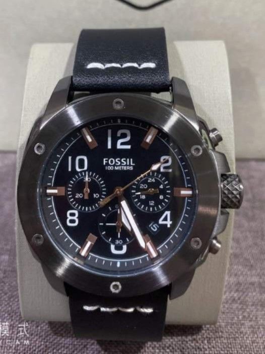 Fossil Modern Machine Chronograph Grey Dial Black Leather Men s Watch FS5016