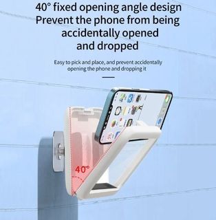 (FREE EXPRESS DELIVERY) Bathroom Phone Holder Waterproof Case Box Wall Mounted All Covered Mobile Phone Shelves Self Touchable Shower Phone Storage Case (BLACK)