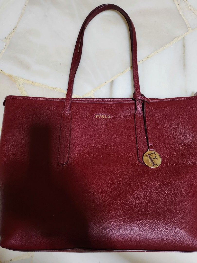 Furla deep rose red leather bag Luxury Bags Wallets on Carousell