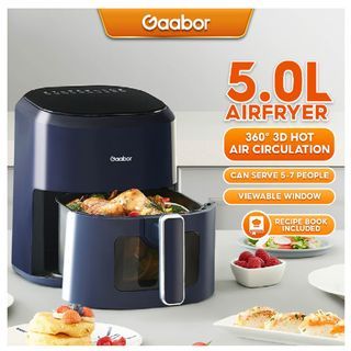 Gaabor Air Fryer, 4.5L/5L Oil Free Oven with 8 Cooking Functions, Simple Manual Control