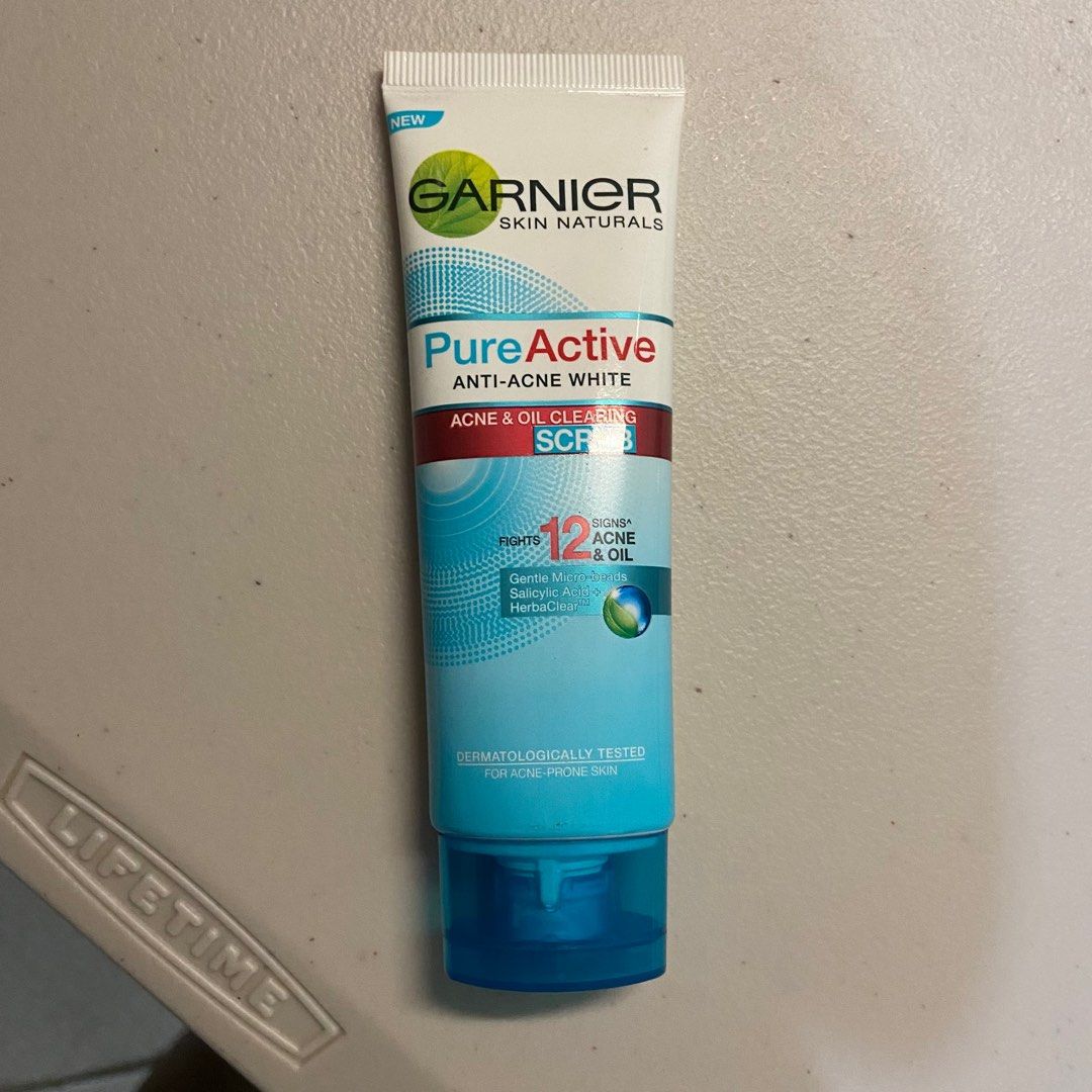 Garnier pure active anti-acne white (scrub) (Category: Face Care) located in Bulacan. Submitted by cleo_preloved (Listing ID 1249558390, Image 1). Description: .