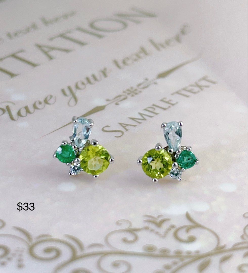 Gemstone cluster hotsell earrings