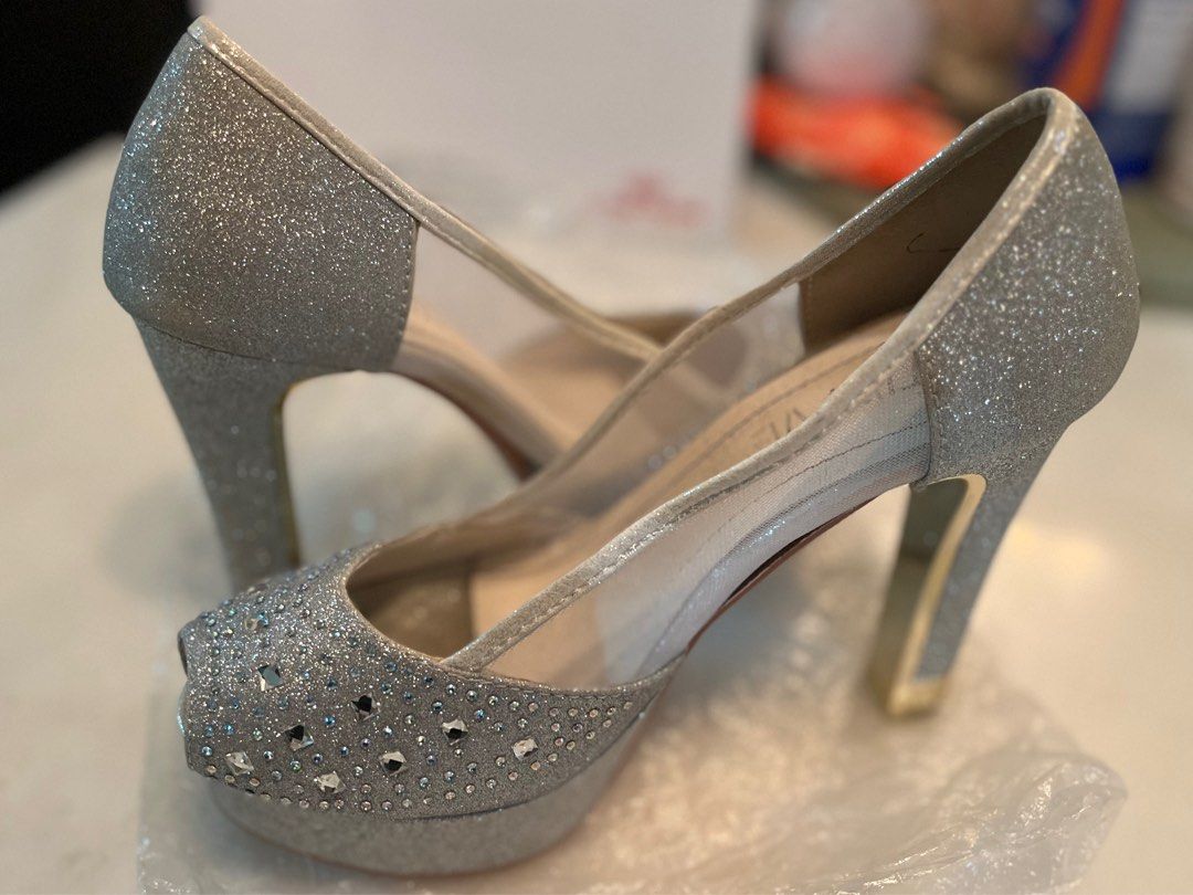 Gold Silver Platform Sparkling Wedding Heels