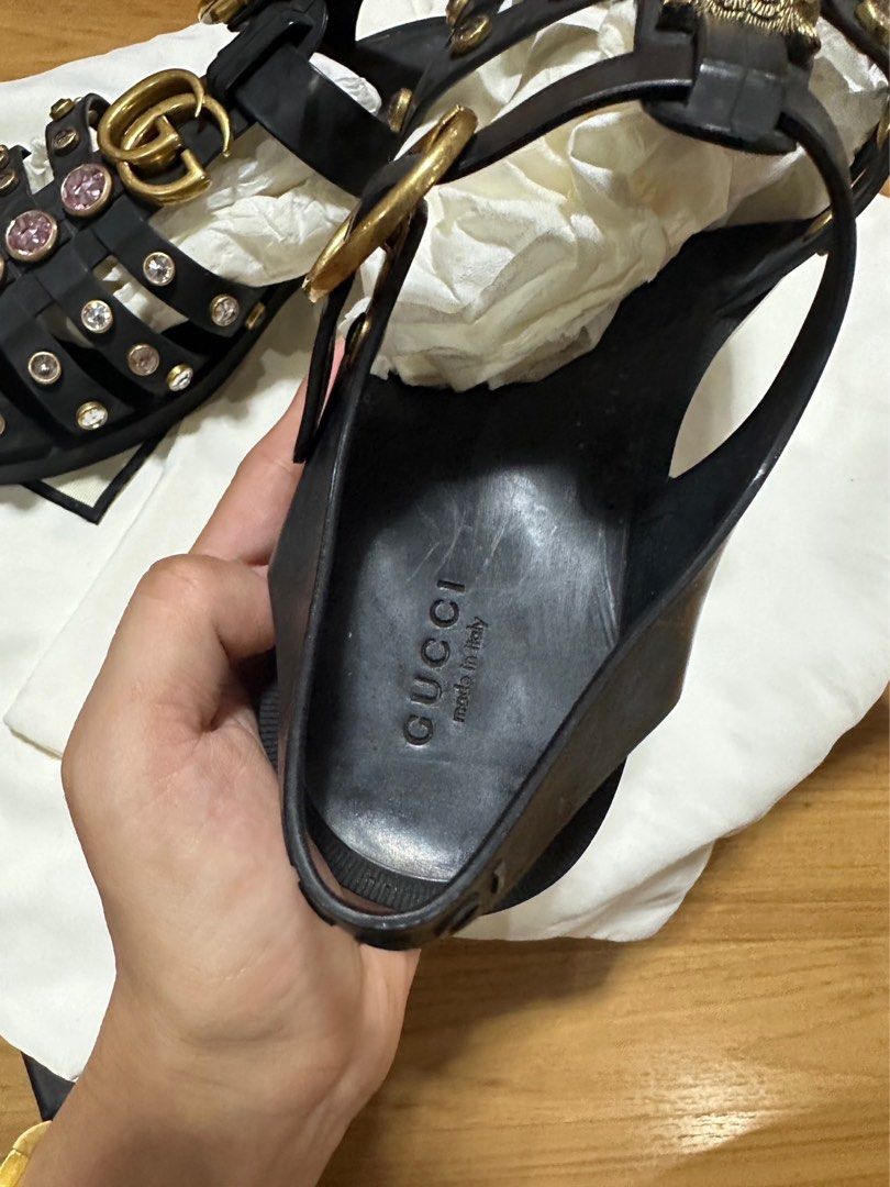 Gucci Rubber sandal with crystals Women s Fashion Footwear