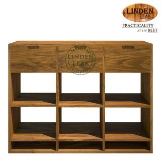 Handcrafted Solid Teak Wood Console Divider with 3 Drawers