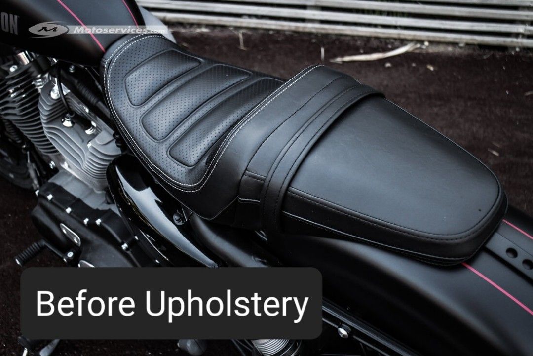 Harley Davidson Sportster Roadster stock dual sport seat reupholstered