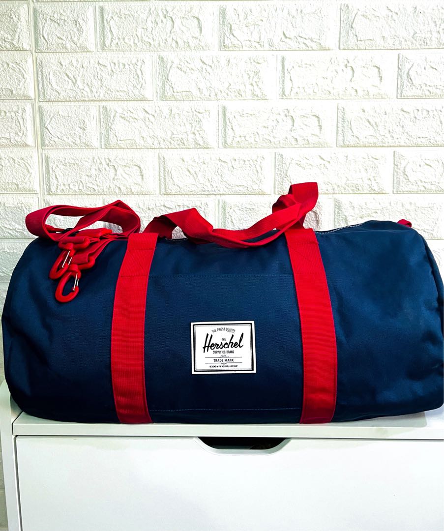 Herschel Sutton Duffel Bag Navy Blue and Red, Men's Fashion, Bags