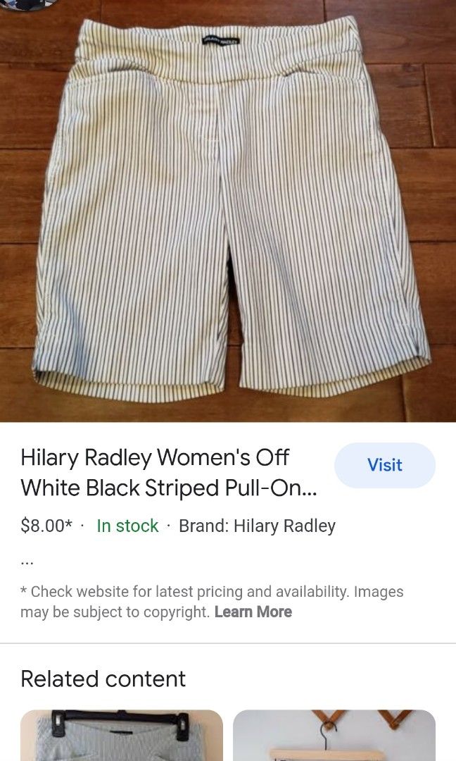 Hilary Radley Woman's Blue & White Striped Bermuda Shorts