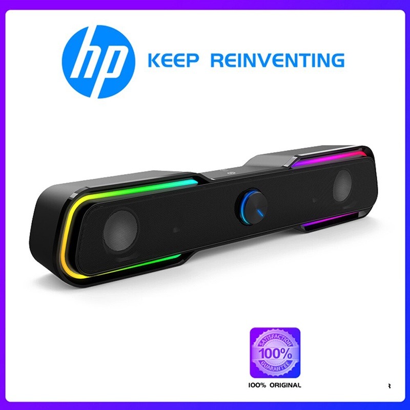 HP USB Sound Bar Multimedia Speakers Stereo Sound RGB Backlight DHE ...