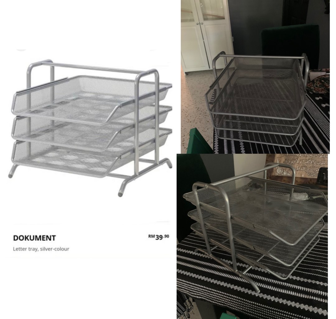 Ikea Dokument LetterTray, SilverColour (29x35x25cm), Furniture & Home