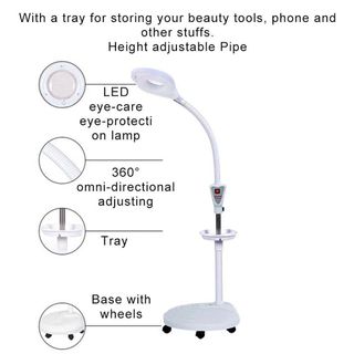 Adjustable Rolling LED 3X Magnifying Floor Lamp Dimmable Light for Salon,  Crafts