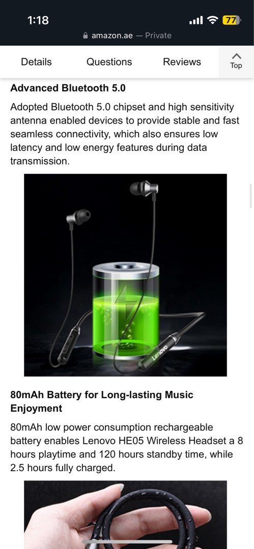 Lenovo Neckband Earphone HE05 Audio Earphones on Carousell