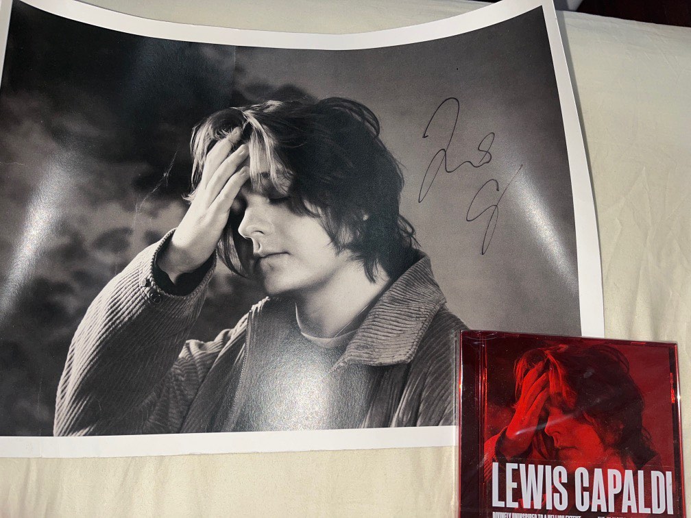 LEWIS CAPALDI Hand Signed CD ART CARD - Divinely Uninspired To A