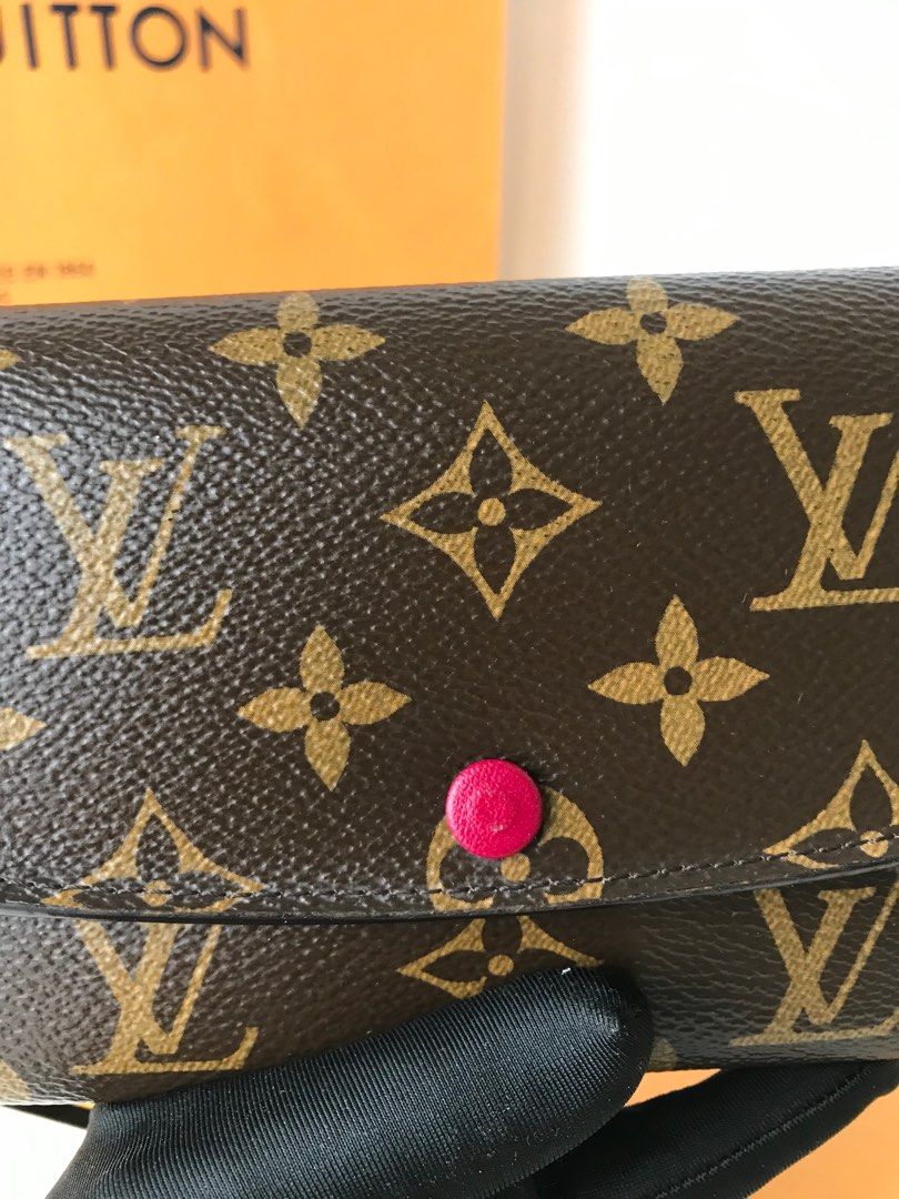 Louis Vuitton emilie wallet Canvas Monogram With Red Button Gently