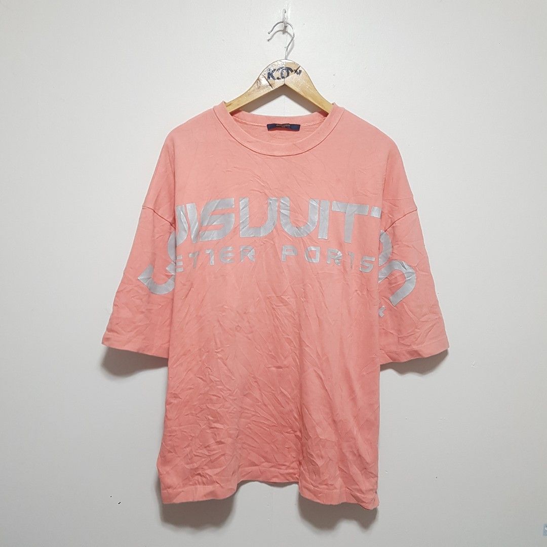 Louis Vuitton Peach Cotton Reflective Logo Oversized T-Shirt S