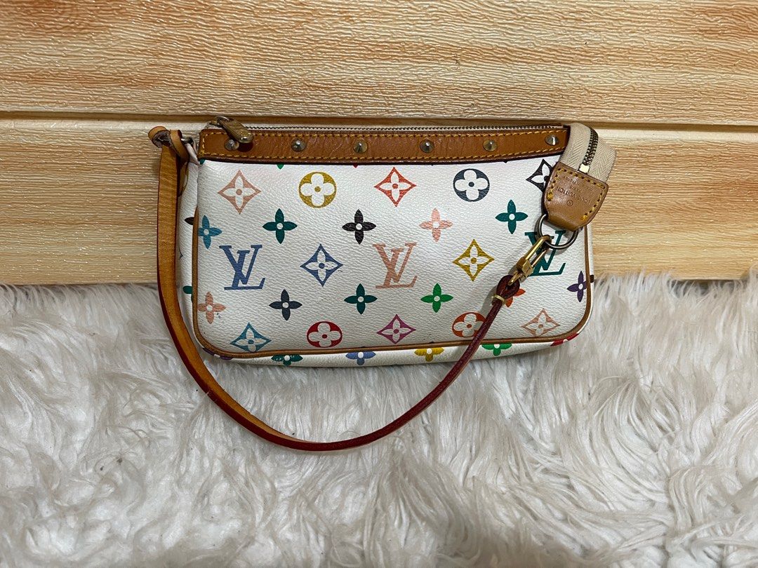 Louis Vuitton Pattern Print, White Monogram Multicolor Pochette Accessoires