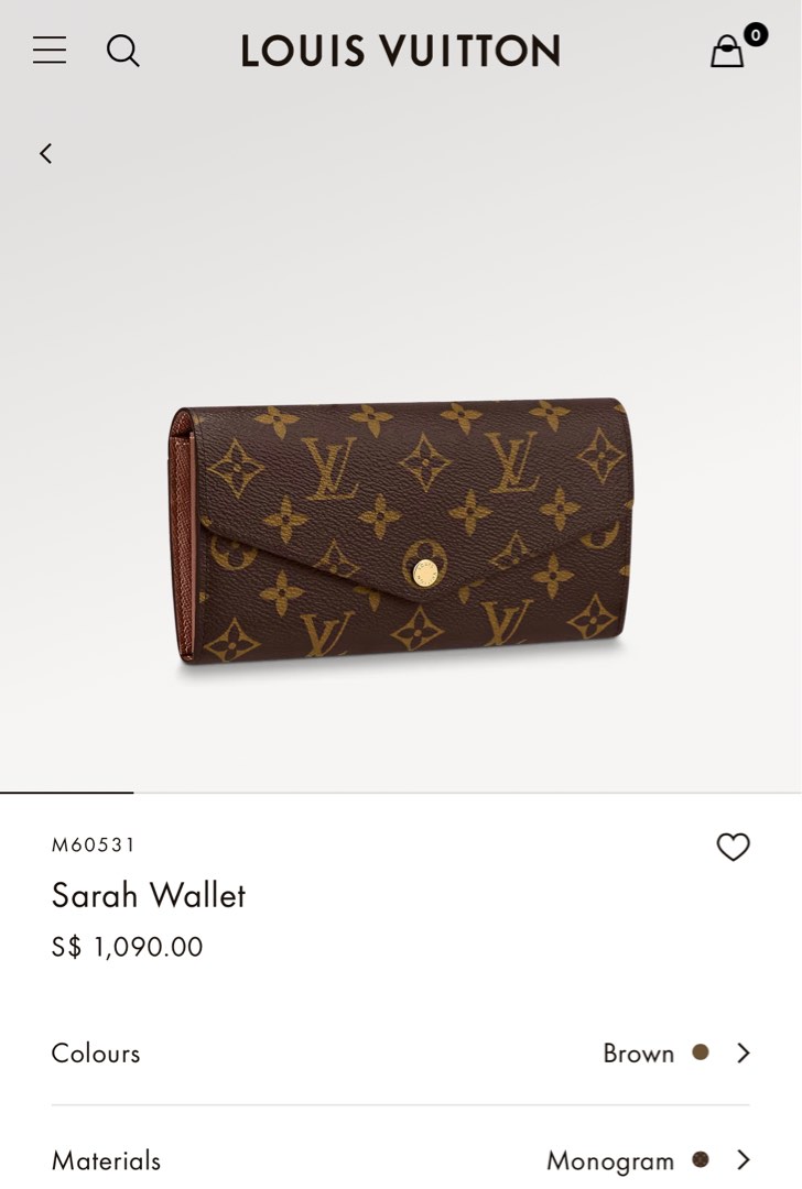 LOUIS VUITTON purse M60531 Portefeiulle Sarah Monogram canvas