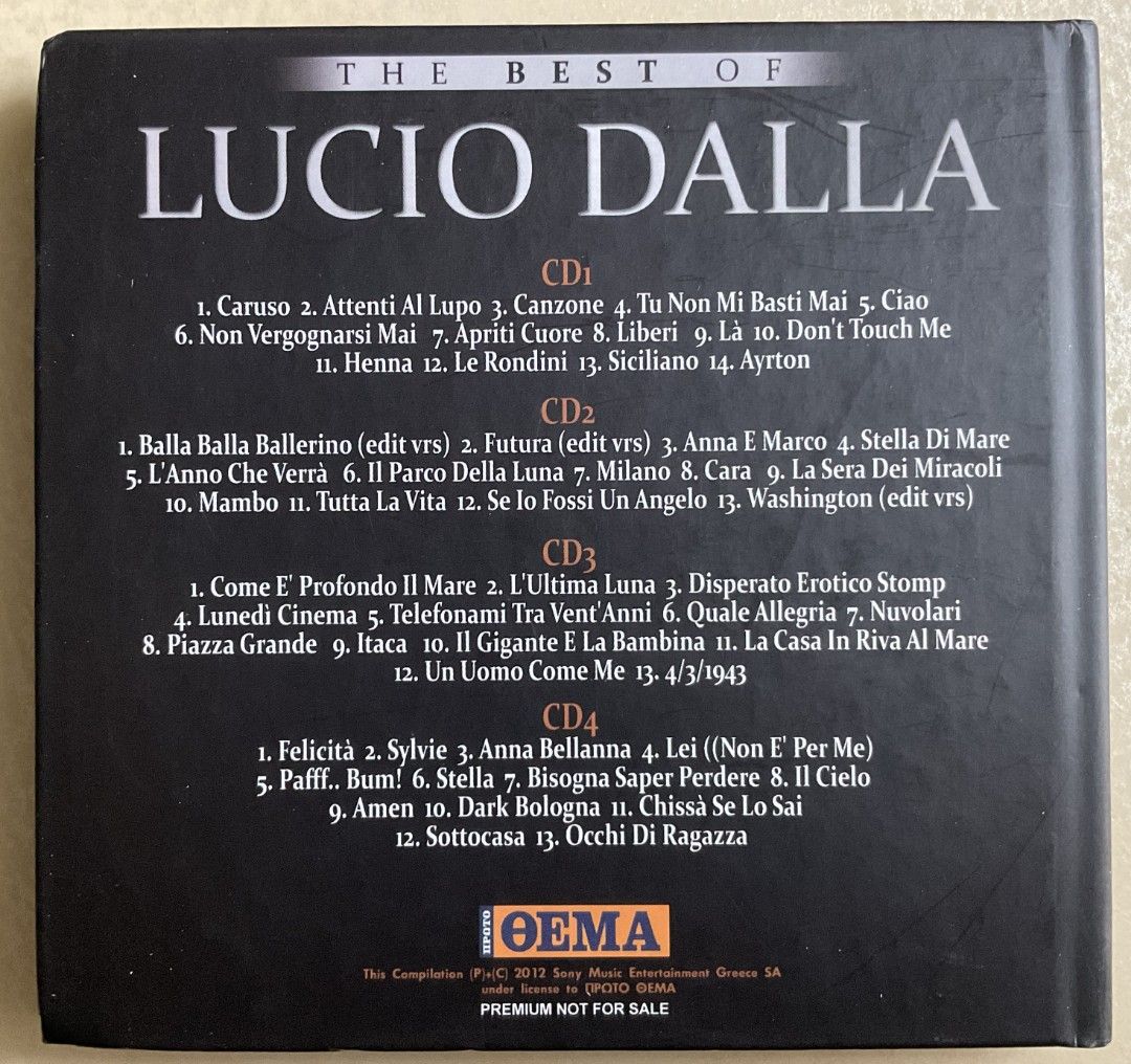 Lucio Dalla: The Best Of Lucio Dalla 4CD, Hobbies & Toys, Music & Media,  CDs & DVDs on Carousell