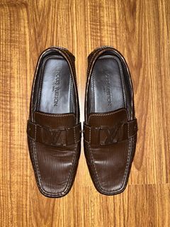 LOUIS VUITTON Dark Brown Polished Epi Leather Classic Cap Toe Dress Shoes