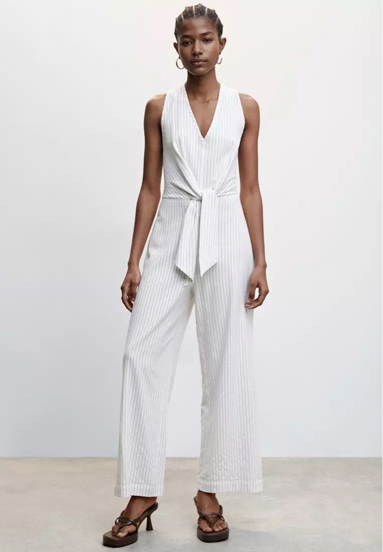 Mango linen jumpsuit store