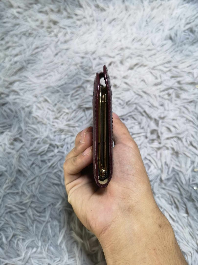 Maroon Leather Card & Coin Compartments Long Wallet, Women's Fashion ...