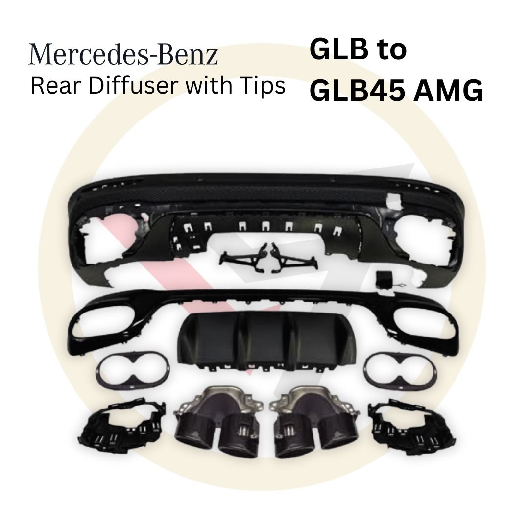 Mercedes Benz GLB Rear Diffuser with Muffler Tip Body Kit | GLB modify ...