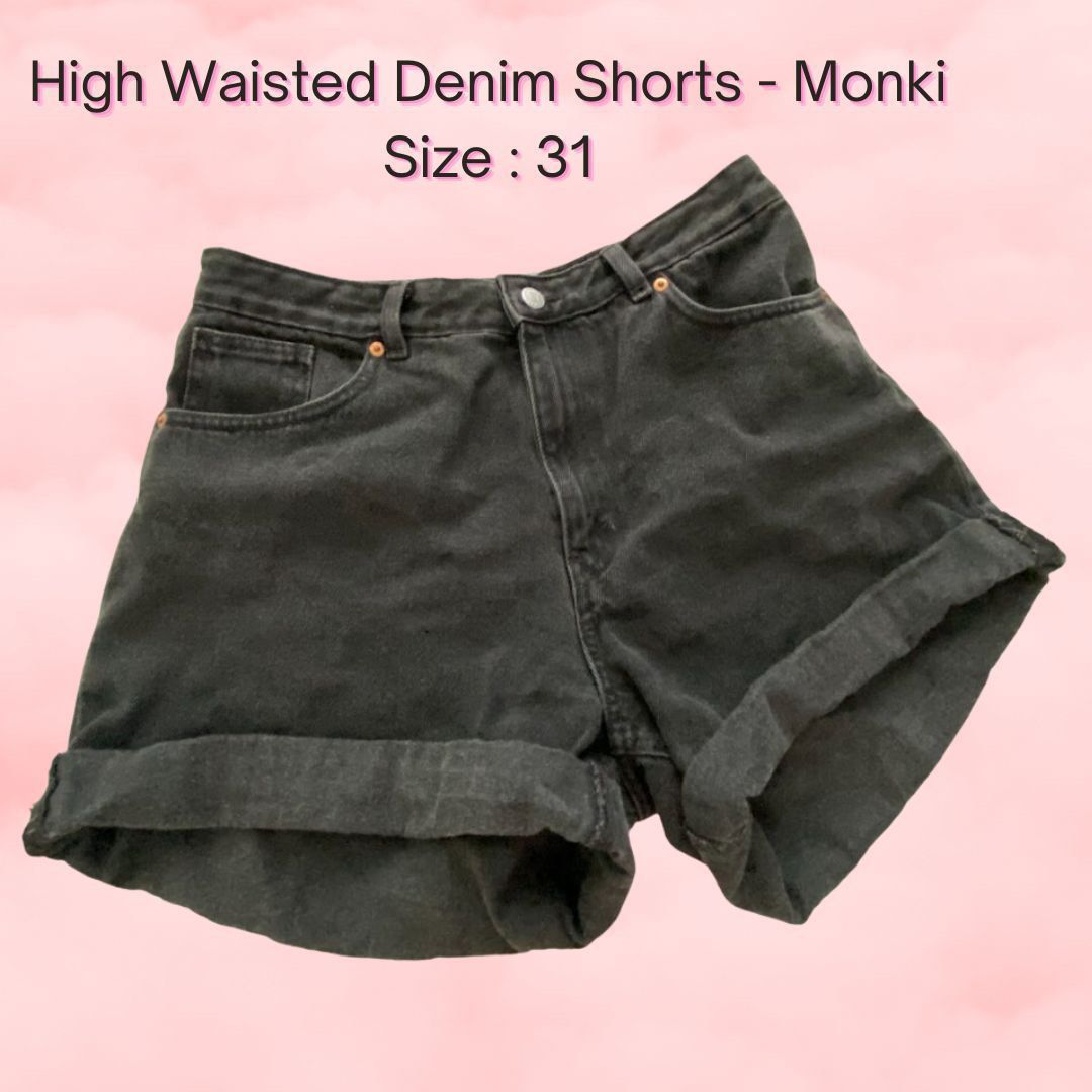 Monki High Waisted Denim Shorts