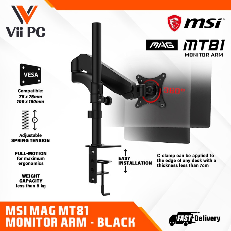 MSI MAG MT81 MONITOR ARM 75X75CM AND 100X100 CM, Computers & Tech