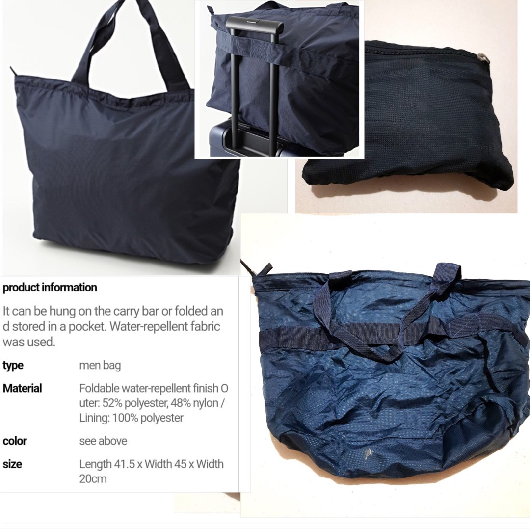 Muji foldable tote bag carry on navy on Carousell