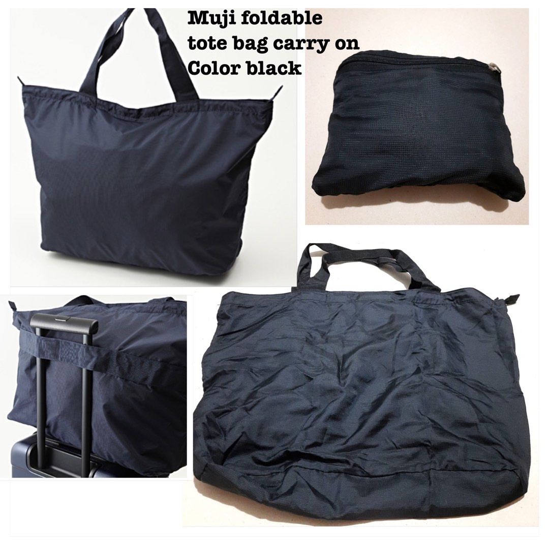 Muji foldable tote black bag, Women's Fashion, Bags & Wallets, Tote ...