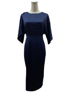NAVY BLUE SATIN OPEN BACK DRESS