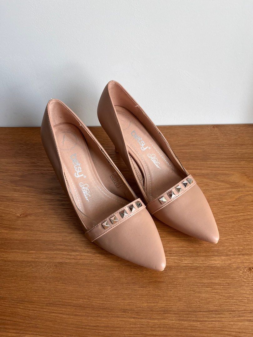 Nude best sale studded heels
