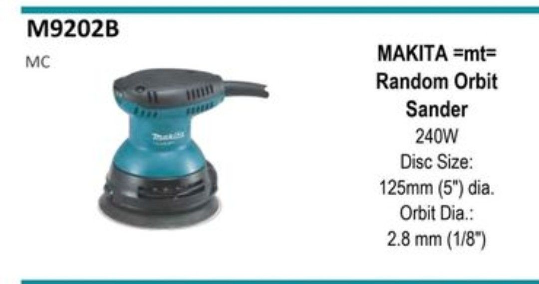 ORIGINAL MAKITA M9202B RANDOM ORBIT SANDER (Category: Construction Tools & Equipment) located in Manila. Submitted by tonpornel (Listing ID 1249512462, Image 1). Description: Ton-Pornel Mercantile • We supply Powertools, Hardware tools, Plumbing, Paints, Electrical and Construction materials • We offer Paint Mixing and Powertools Repair Visit us: 38 Marcos Highway, Mayamot, Antipolo City https://maps.google.com/?cid=1384230075759805792&entry=gps 