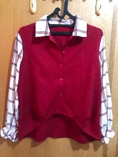 Plaid red shirt / kemeja merah motif