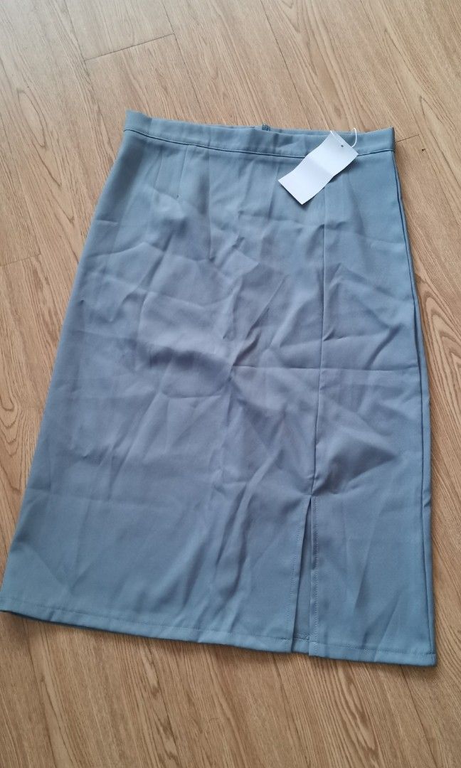 Plus Size 4XL grey midi skirt formal office Women s Fashion