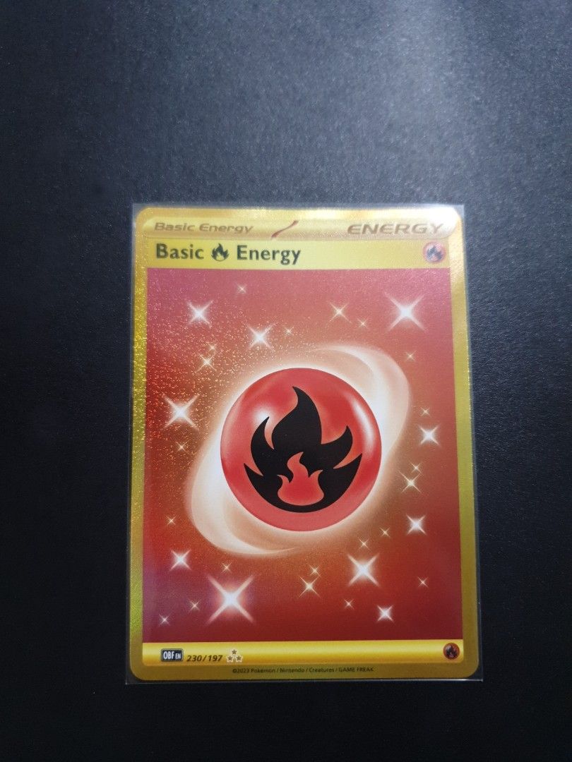 Pokemon TCG Fire Energy Gold Secret Rare - SV03 Obsidian Flame, Hobbies &  Toys, Toys & Games on Carousell