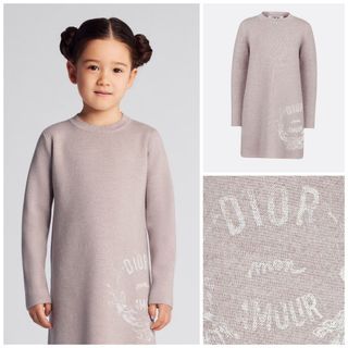 DIOR kids 正品 💥限時優惠💥 灰色童裝女童長袖羊毛連身裙 (4Y+歲) 女裝成人可穿大碼 可以親子裝 原廠訂貨各碼只有一批 (預訂大約10月中)