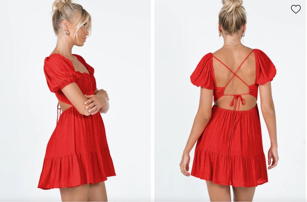 strapless open back dress Red Taffeta Wedding Cape With Long Puff Sleeves ZJ163 – TANYA BRIDAL main image 0