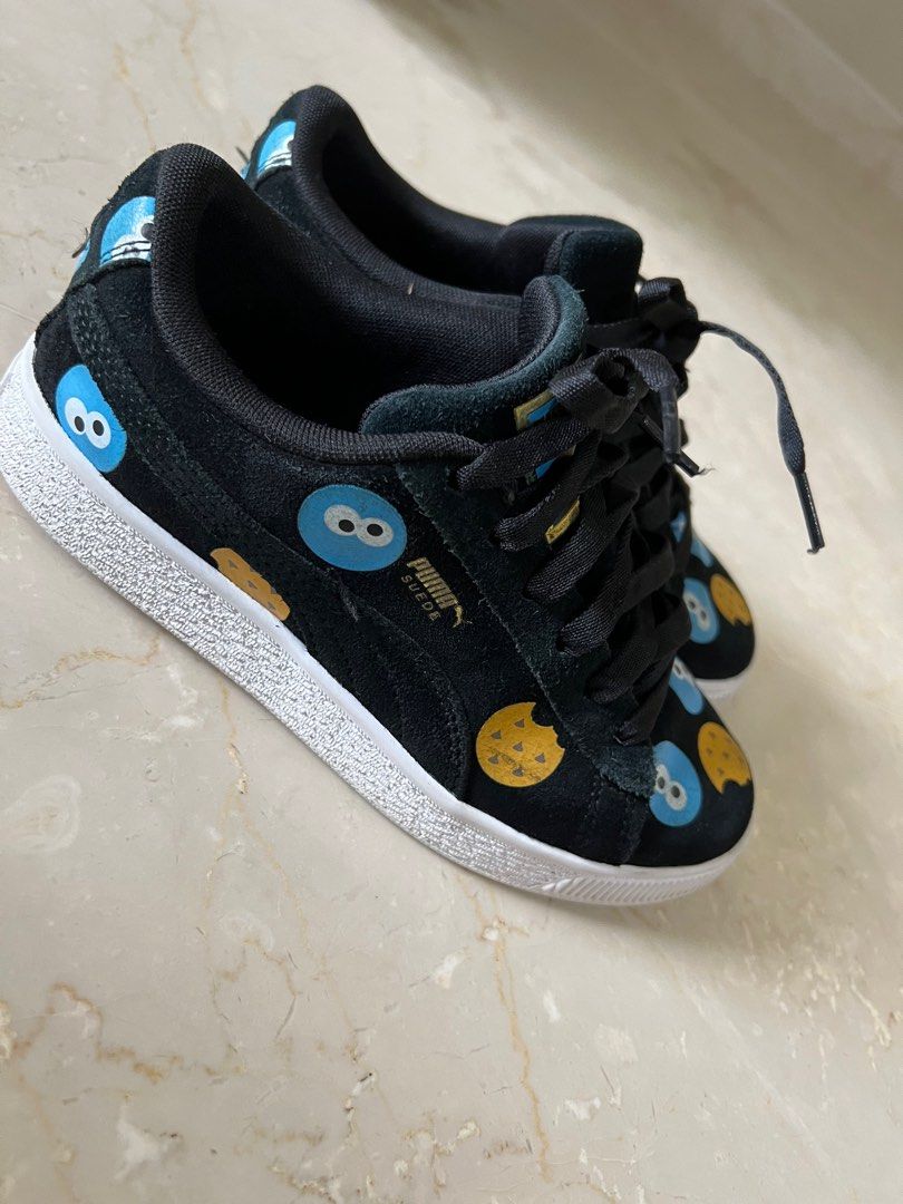 Puma X Sesame Street Cookie Monster Black Sneaker Boy Girl Size UK 2