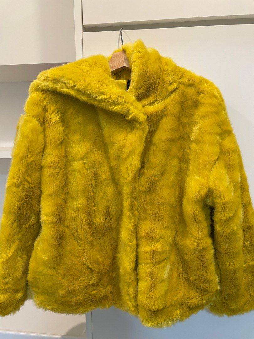 Fur yellow jacket on sale
