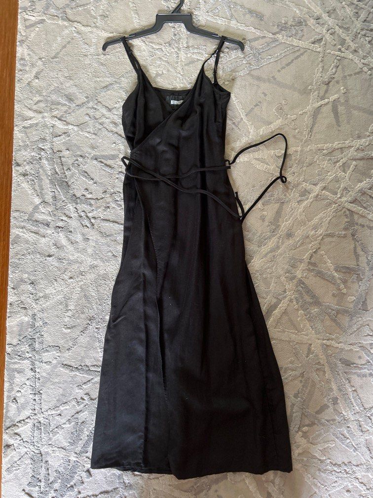 Reformation black slip dress sales