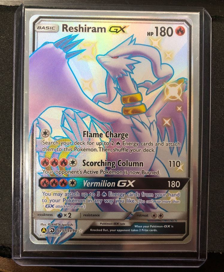 Pokémon Card Shiny Reshiram GX Hidden Fates SV51/SV94 Values - MAVIN