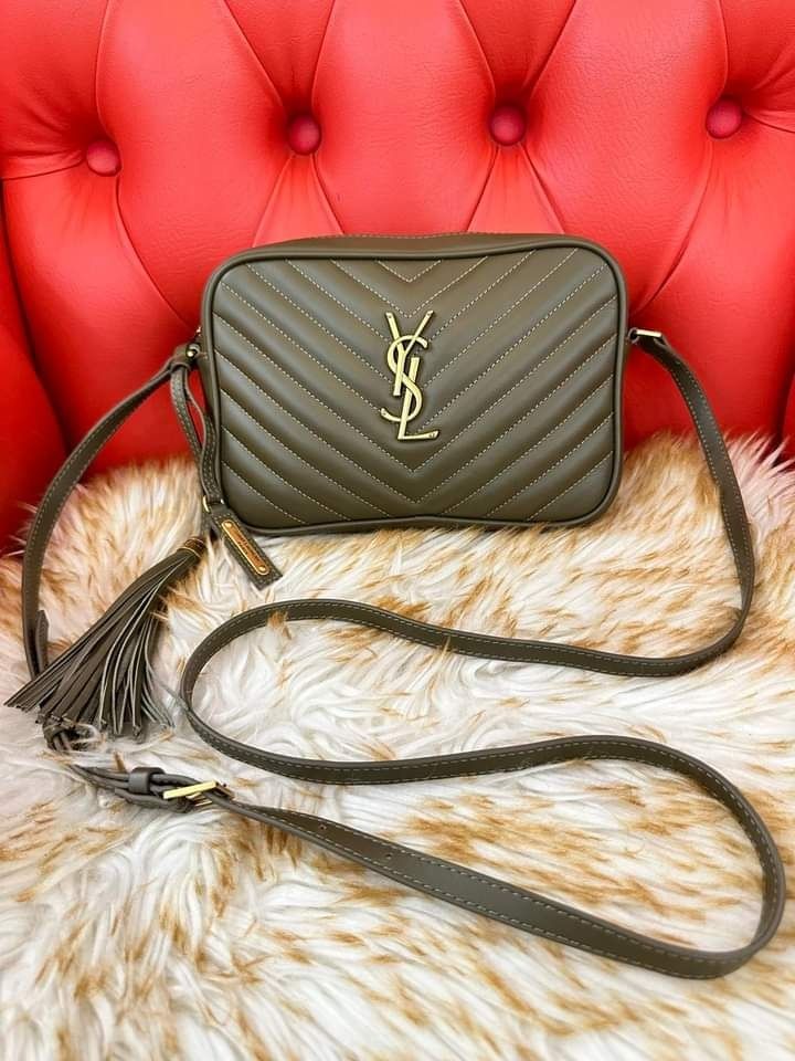 YVES SAINT LAURENT Small Envelope Matelassé Leather Shoulder Bag Green